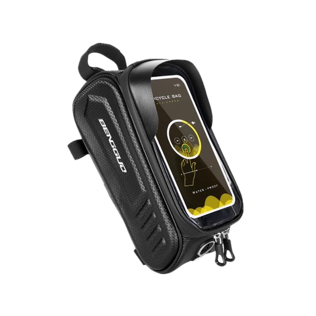 ESUPPORT Hard Casing Bike Bicycle Front Frame Bag Top Tube Accessories Pouch Waterproof for Compatible Phone Under 6.5"