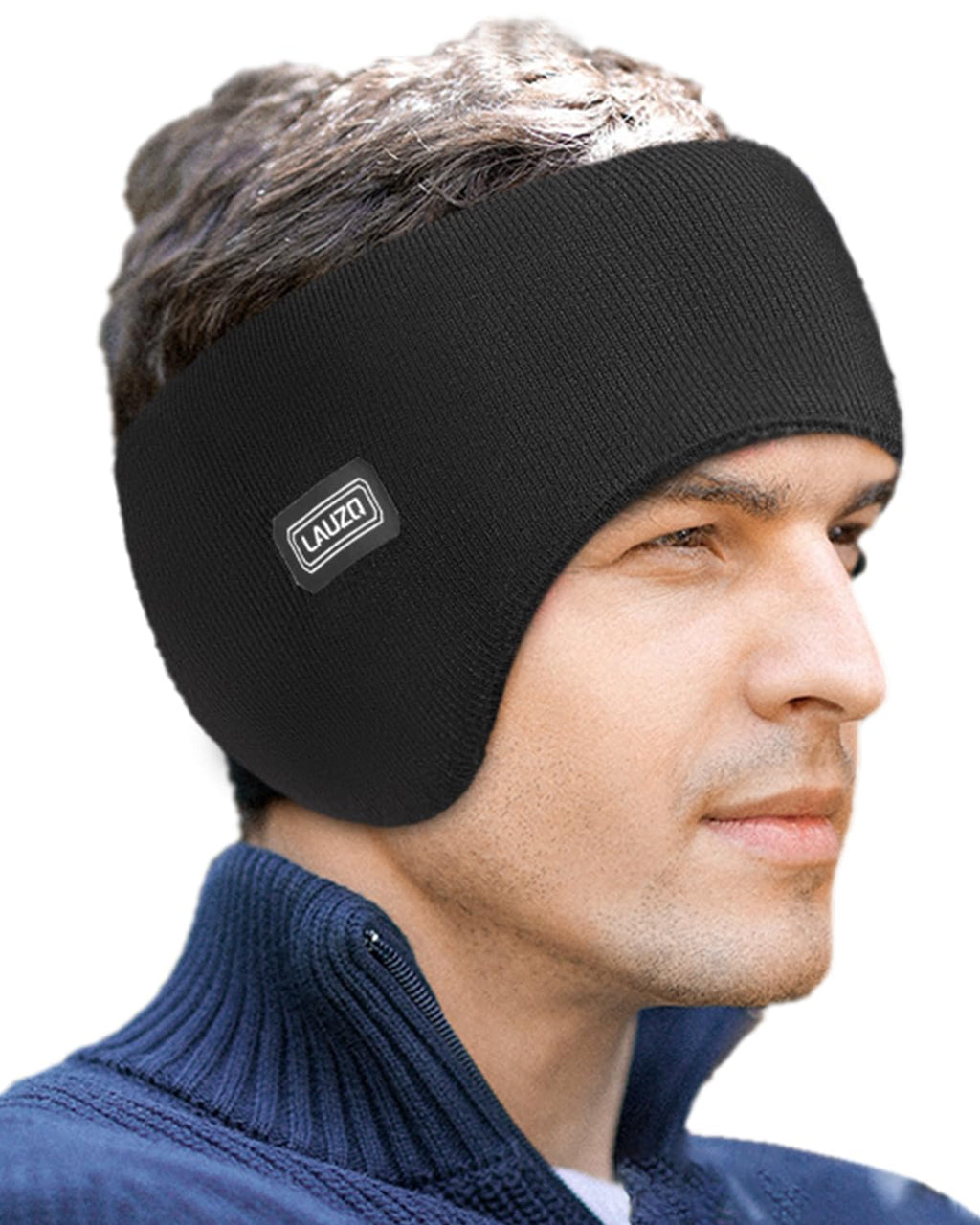 Double-Layer Ear Warmer Headband-Knit Fuzzy Lined Winter Ear Muff for Men Women Running Cycling Ear Covers