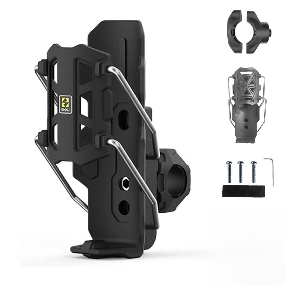 Adaptive Cycling Bottle Holder, 360 Degree Rotating Motorcycle Bicycle Water Bottle Holder, Adjustable Automatic Clamping Mechanism, Handlebar Crash Bar Mount Cup Cage, 2'' - 3'' Cup(Black)