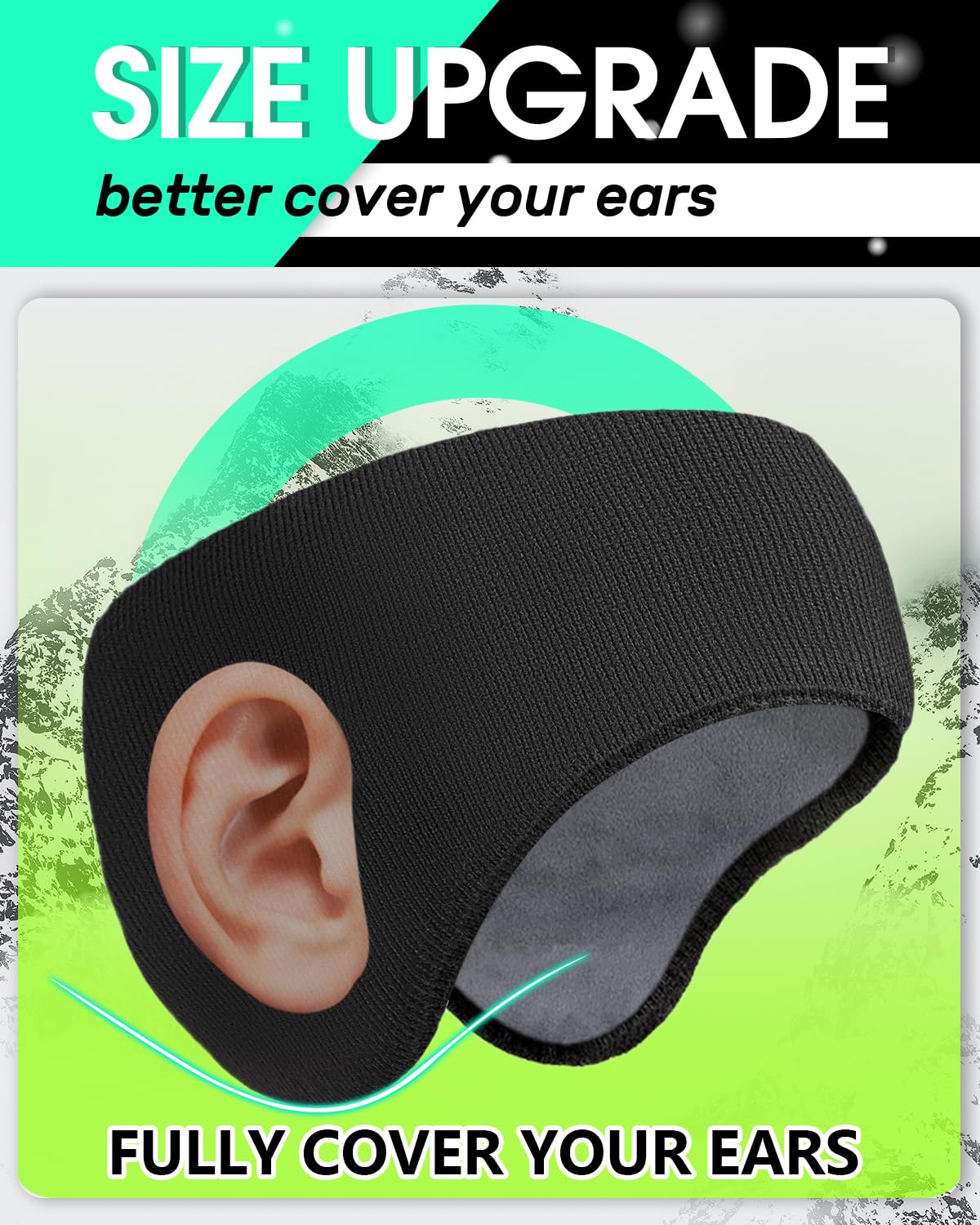 Double-Layer Ear Warmer Headband-Knit Fuzzy Lined Winter Ear Muff for Men Women Running Cycling Ear Covers