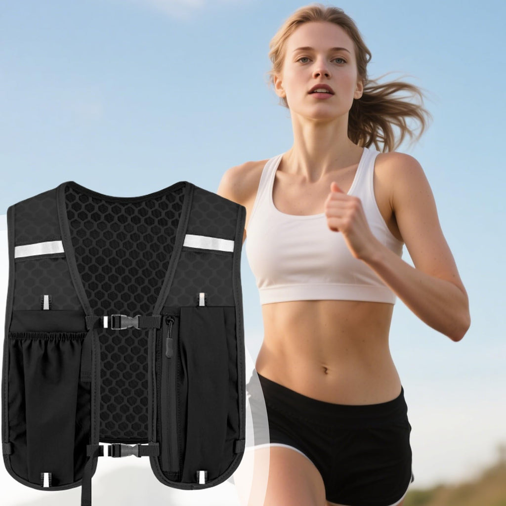 Laufwasserweste, Laufwasserrucksack mit mehreren Taschen – stabile elastische Blase, Brusttasche, Ausrüstung für Joggen, Trail, Rennen, Marathons, Radfahren, Klettern, Wandern