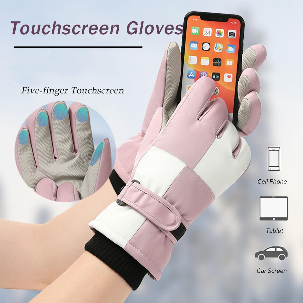 SPOTFISH Snow Gloves for Women - Waterproof Touchscreen Winter Warm Ski and Snowboarding Gloves