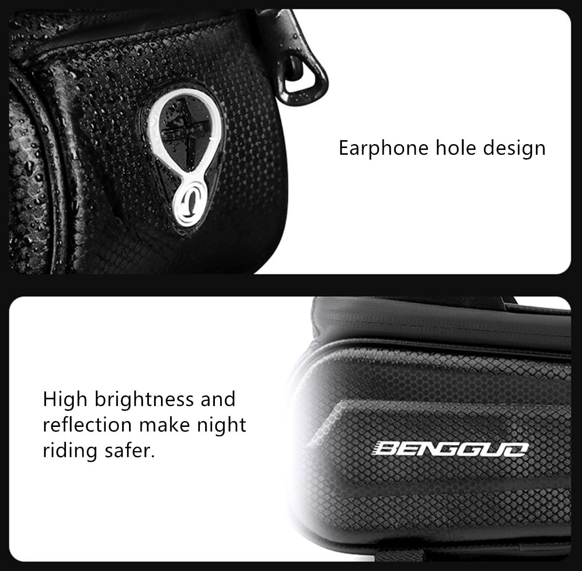 ESUPPORT Hard Casing Bike Bicycle Front Frame Bag Top Tube Accessories Pouch Waterproof for Compatible Phone Under 6.5"