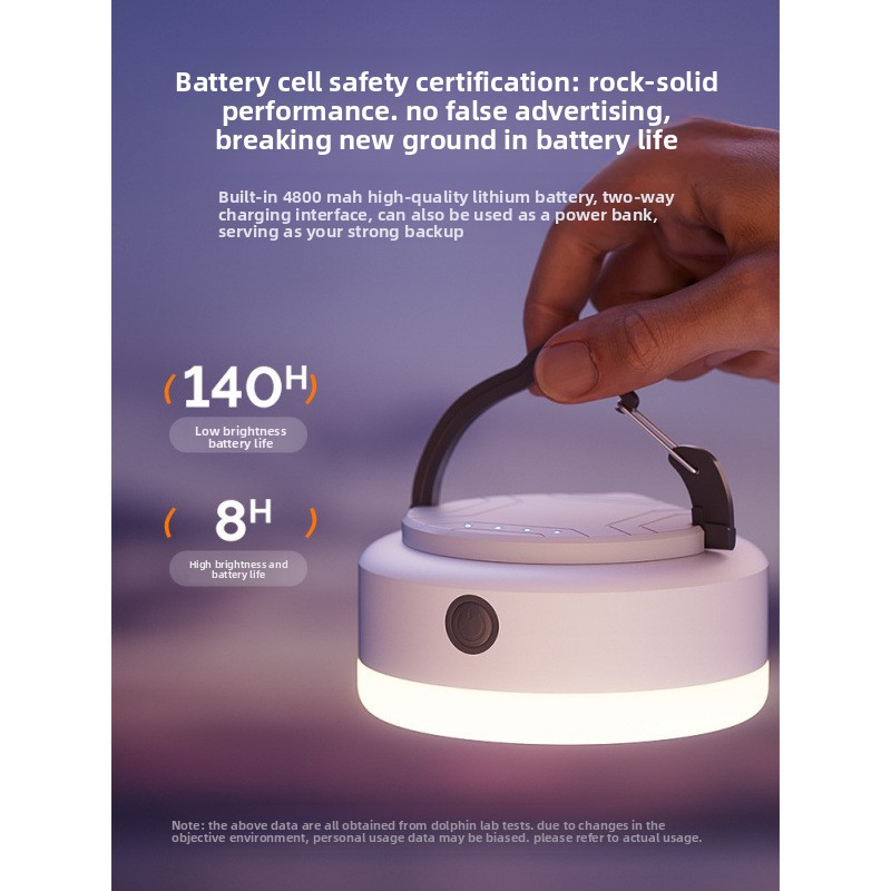 Portable Plastic Camping Lantern, Magnetic Tent Lantern, Rechargeable, Multifunctional, Lightweight
