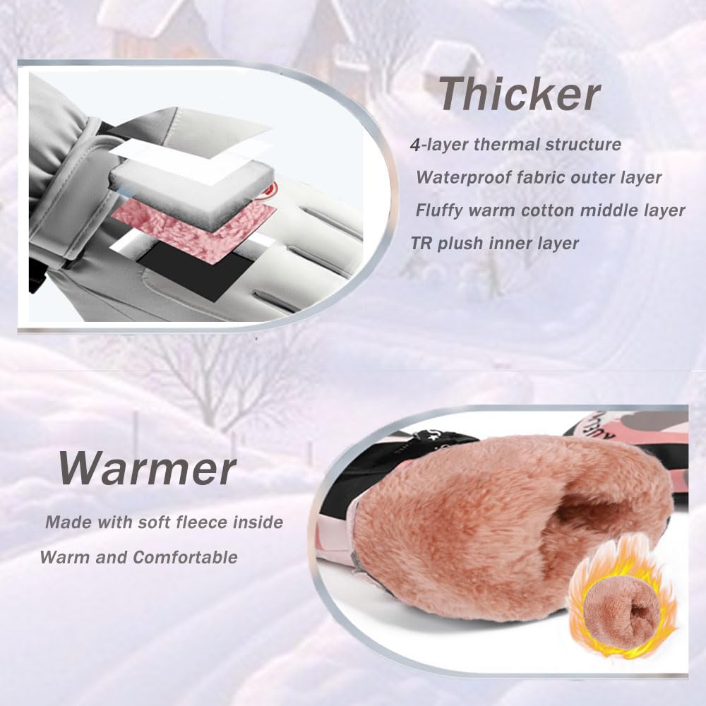 SPOTFISH Snow Gloves for Women - Waterproof Touchscreen Winter Warm Ski and Snowboarding Gloves