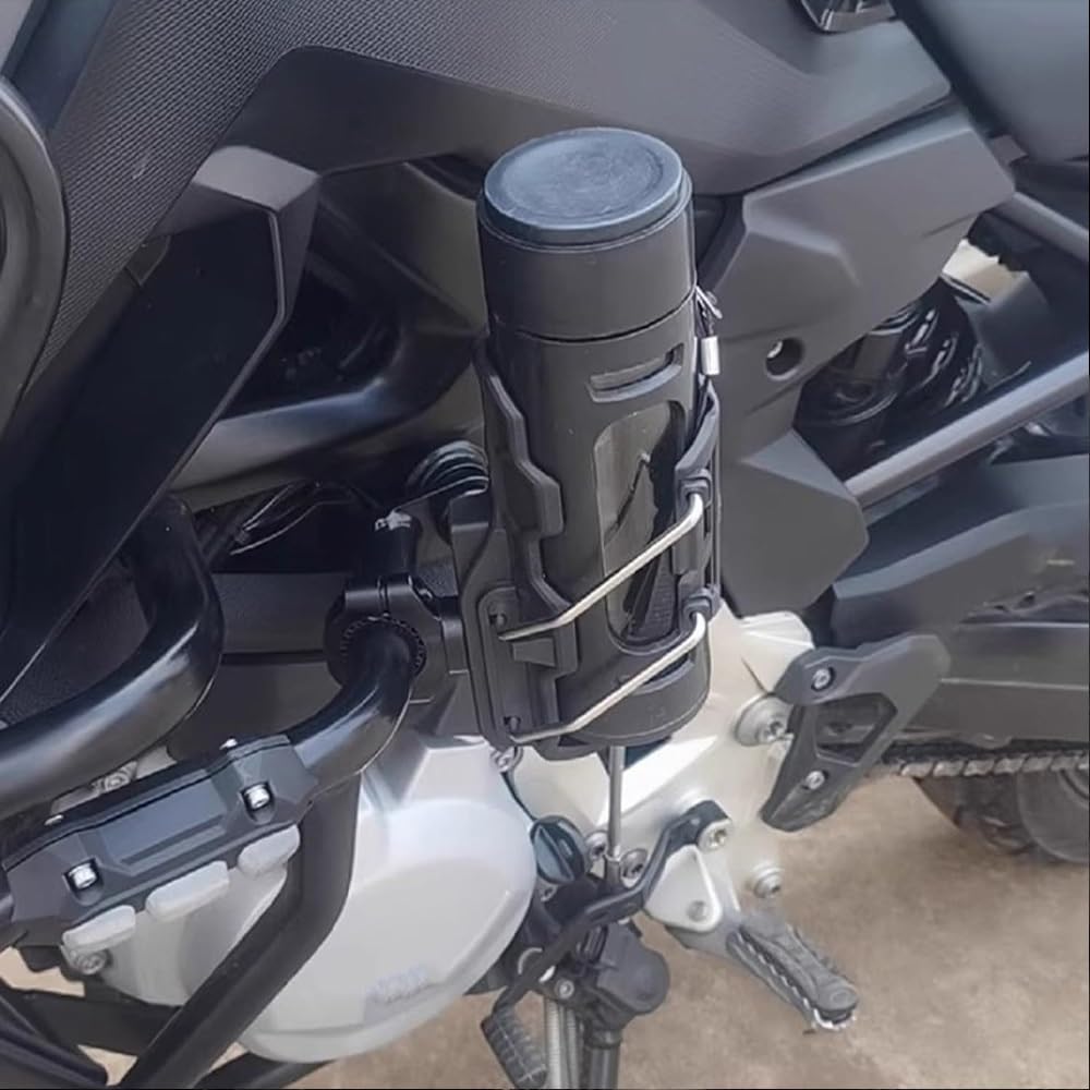 Adaptive Cycling Bottle Holder, 360 Degree Rotating Motorcycle Bicycle Water Bottle Holder, Adjustable Automatic Clamping Mechanism, Handlebar Crash Bar Mount Cup Cage, 2'' - 3'' Cup(Black)