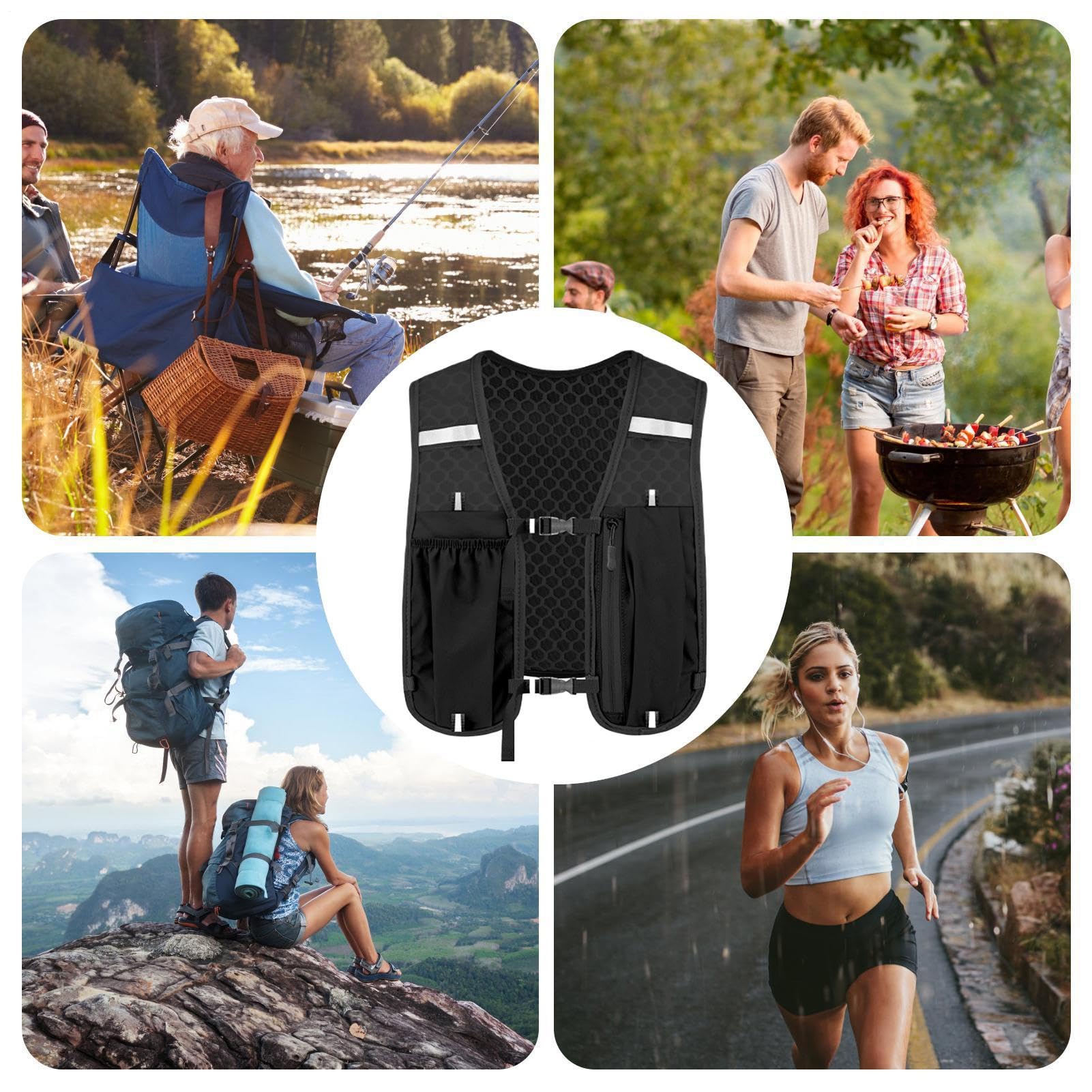 Laufwasserweste, Laufwasserrucksack mit mehreren Taschen – stabile elastische Blase, Brusttasche, Ausrüstung für Joggen, Trail, Rennen, Marathons, Radfahren, Klettern, Wandern