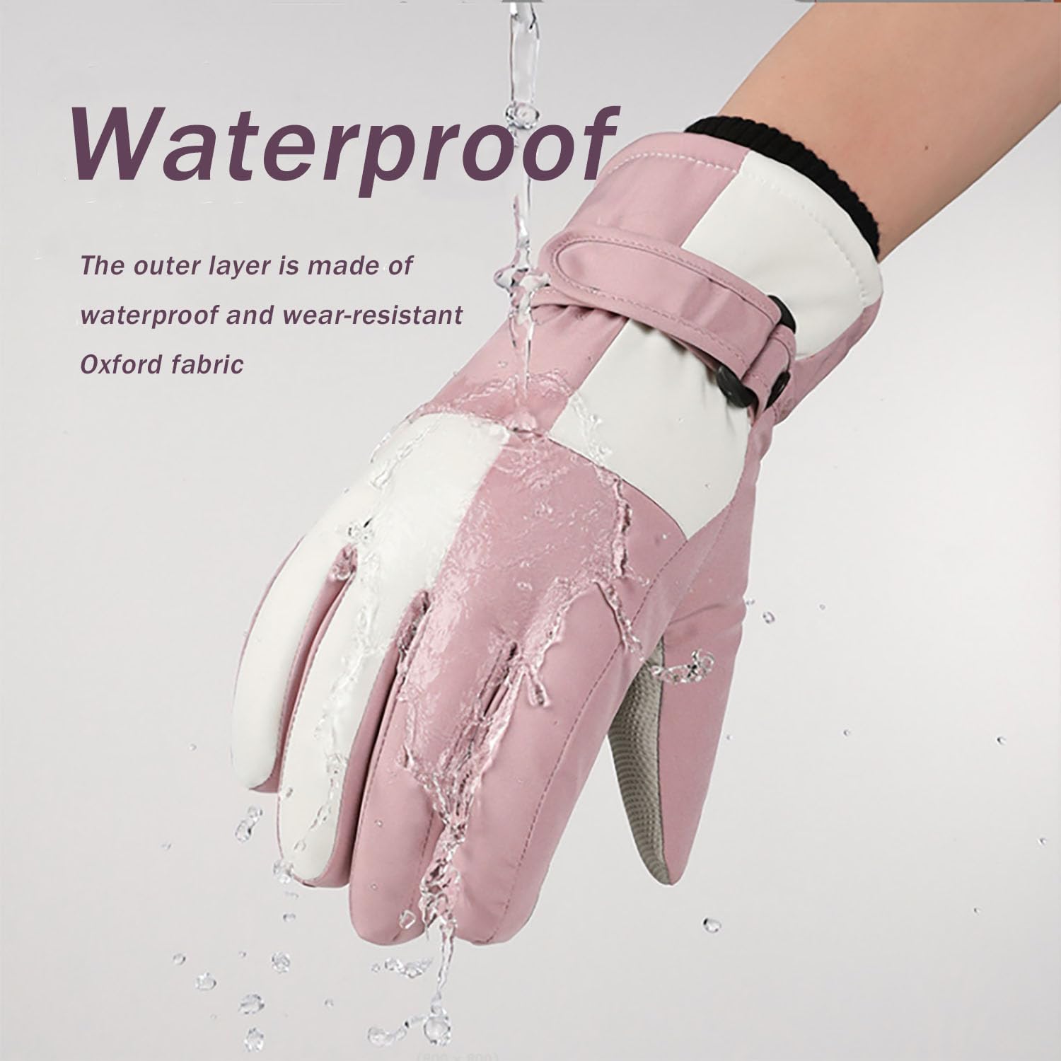 SPOTFISH Snow Gloves for Women - Waterproof Touchscreen Winter Warm Ski and Snowboarding Gloves