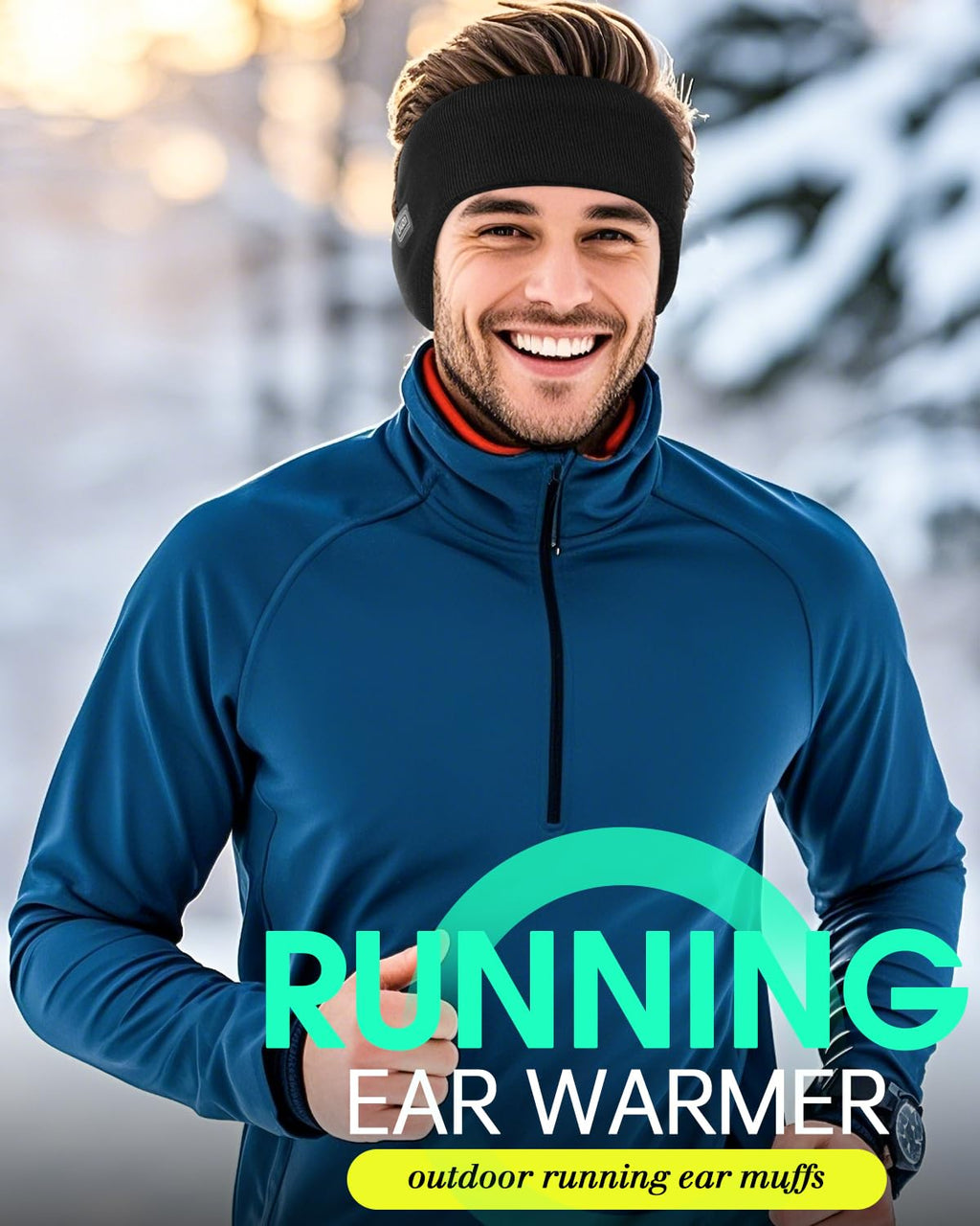 Double-Layer Ear Warmer Headband-Knit Fuzzy Lined Winter Ear Muff for Men Women Running Cycling Ear Covers