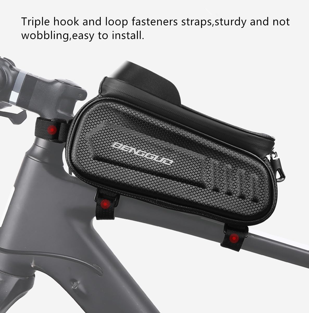 ESUPPORT Hard Casing Bike Bicycle Front Frame Bag Top Tube Accessories Pouch Waterproof for Compatible Phone Under 6.5"