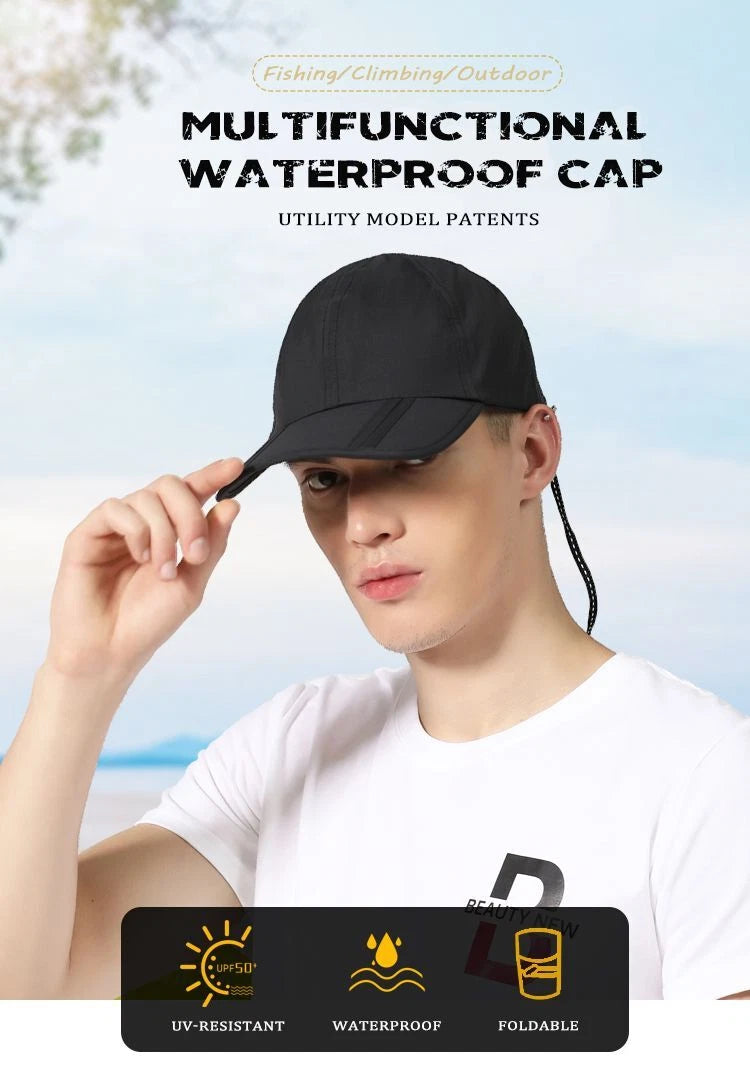 Waterproof Baseball Caps - Outdoor Travel Cap Folding Anti UV Sports Adults Hats