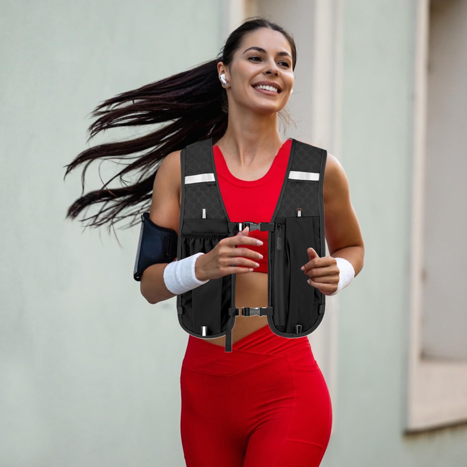 Laufwasserweste, Laufwasserrucksack mit mehreren Taschen – stabile elastische Blase, Brusttasche, Ausrüstung für Joggen, Trail, Rennen, Marathons, Radfahren, Klettern, Wandern