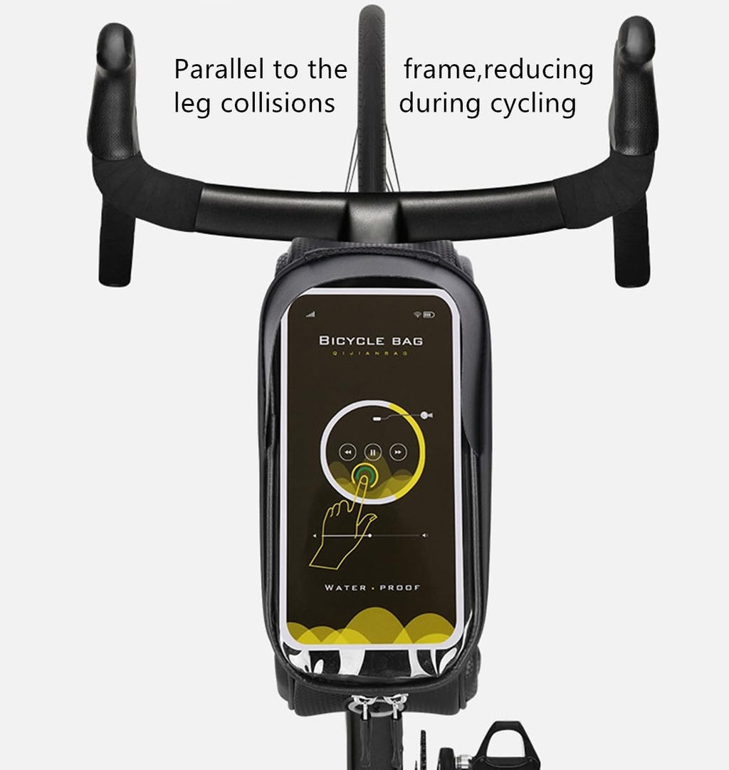 ESUPPORT Hard Casing Bike Bicycle Front Frame Bag Top Tube Accessories Pouch Waterproof for Compatible Phone Under 6.5"
