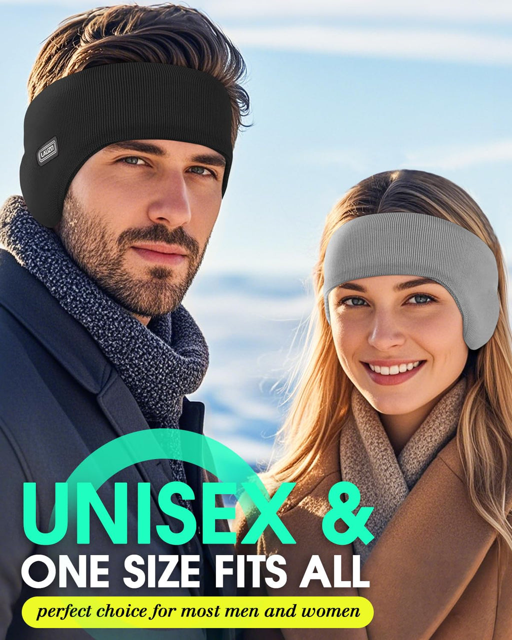 Double-Layer Ear Warmer Headband-Knit Fuzzy Lined Winter Ear Muff for Men Women Running Cycling Ear Covers