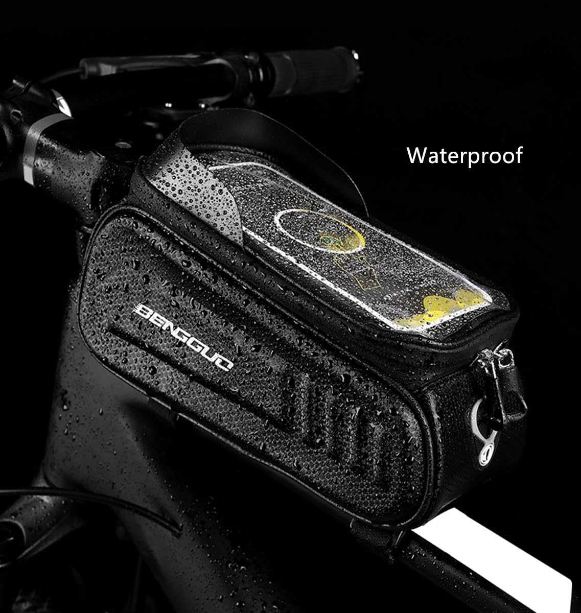 ESUPPORT Hard Casing Bike Bicycle Front Frame Bag Top Tube Accessories Pouch Waterproof for Compatible Phone Under 6.5"
