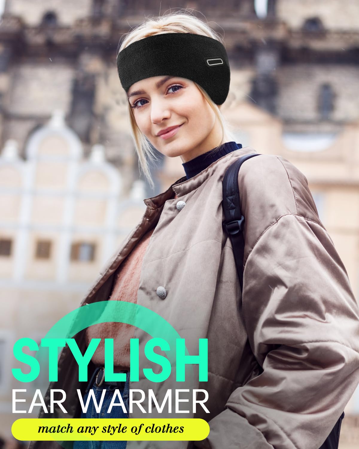 Double-Layer Ear Warmer Headband-Knit Fuzzy Lined Winter Ear Muff for Men Women Running Cycling Ear Covers