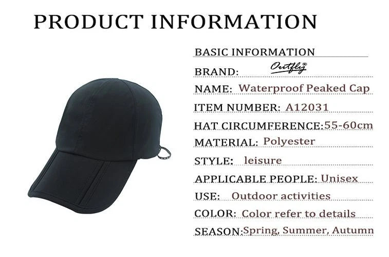 Waterproof Baseball Caps - Outdoor Travel Cap Folding Anti UV Sports Adults Hats