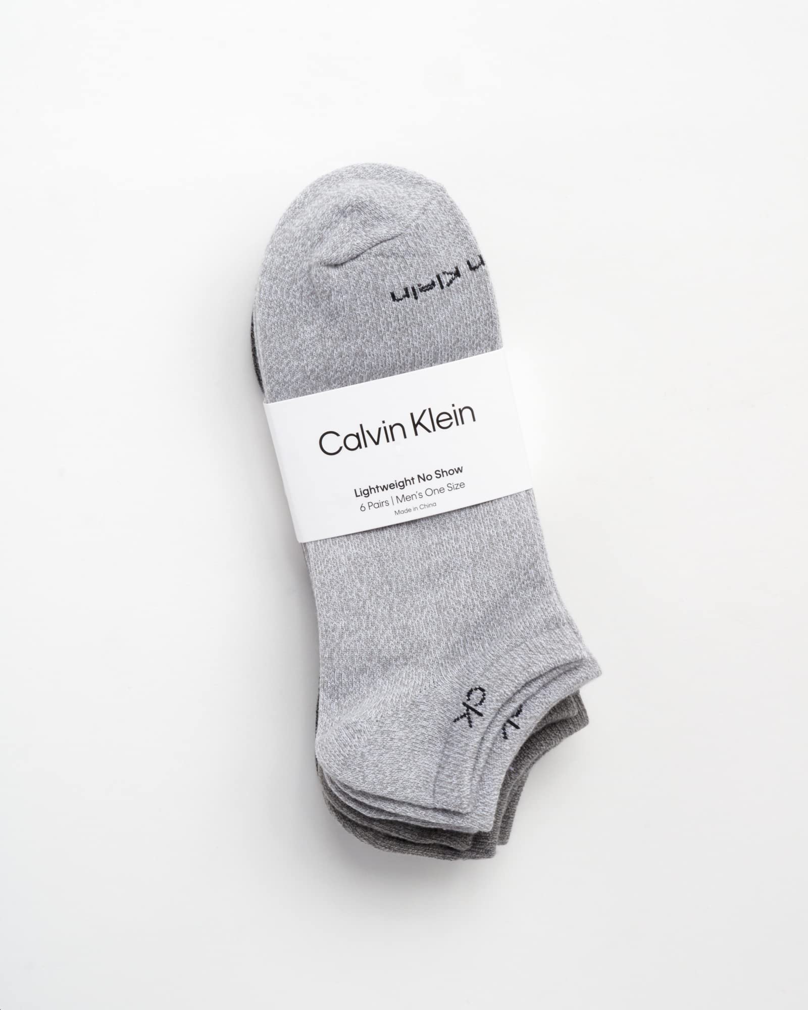Calvin Klein Mens No Show Socks - 6 Pack Cotton Blend Soft Cushioned Athletic Low Cut Socks for Men