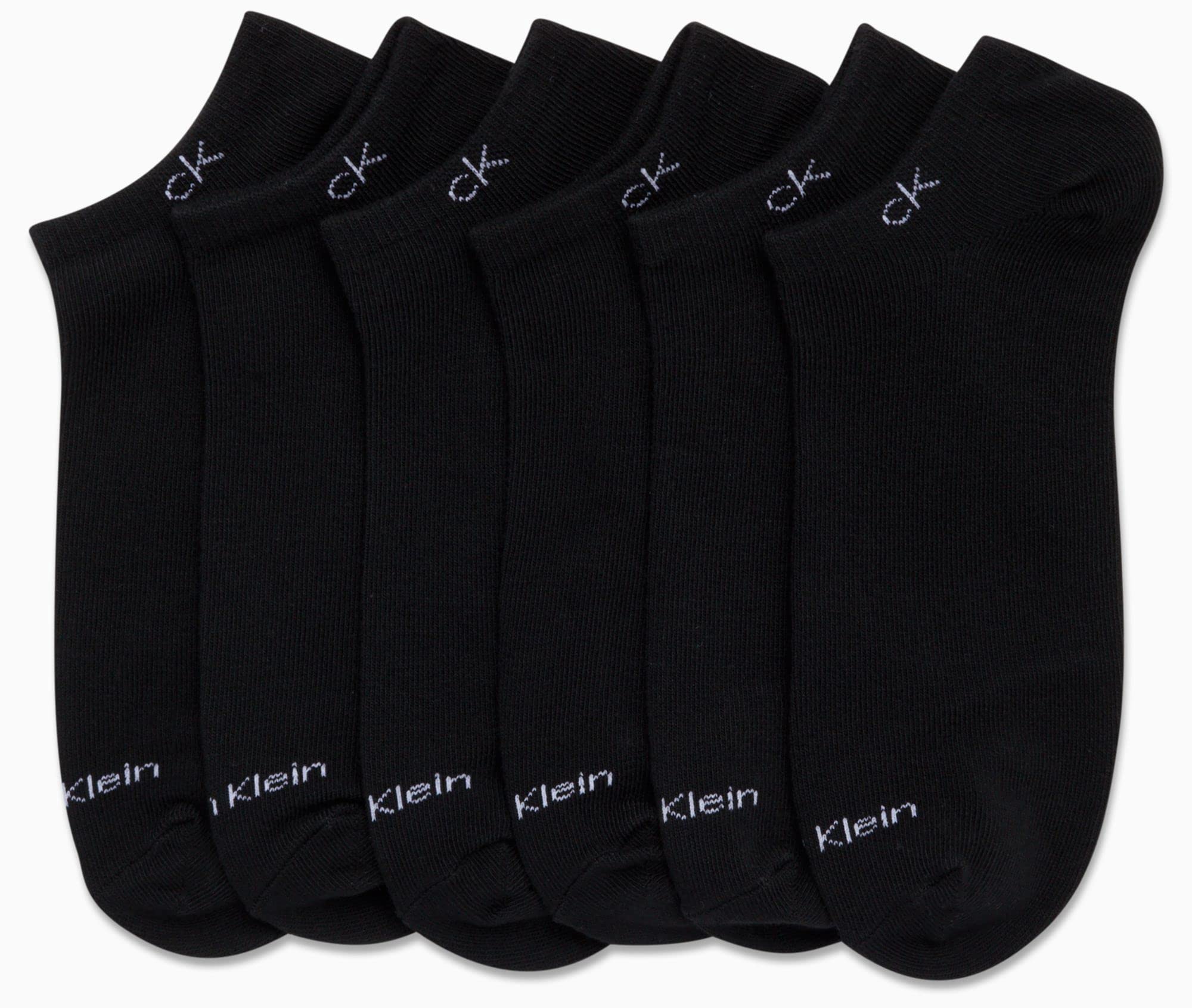 Calvin Klein Mens No Show Socks - 6 Pack Cotton Blend Soft Cushioned Athletic Low Cut Socks for Men
