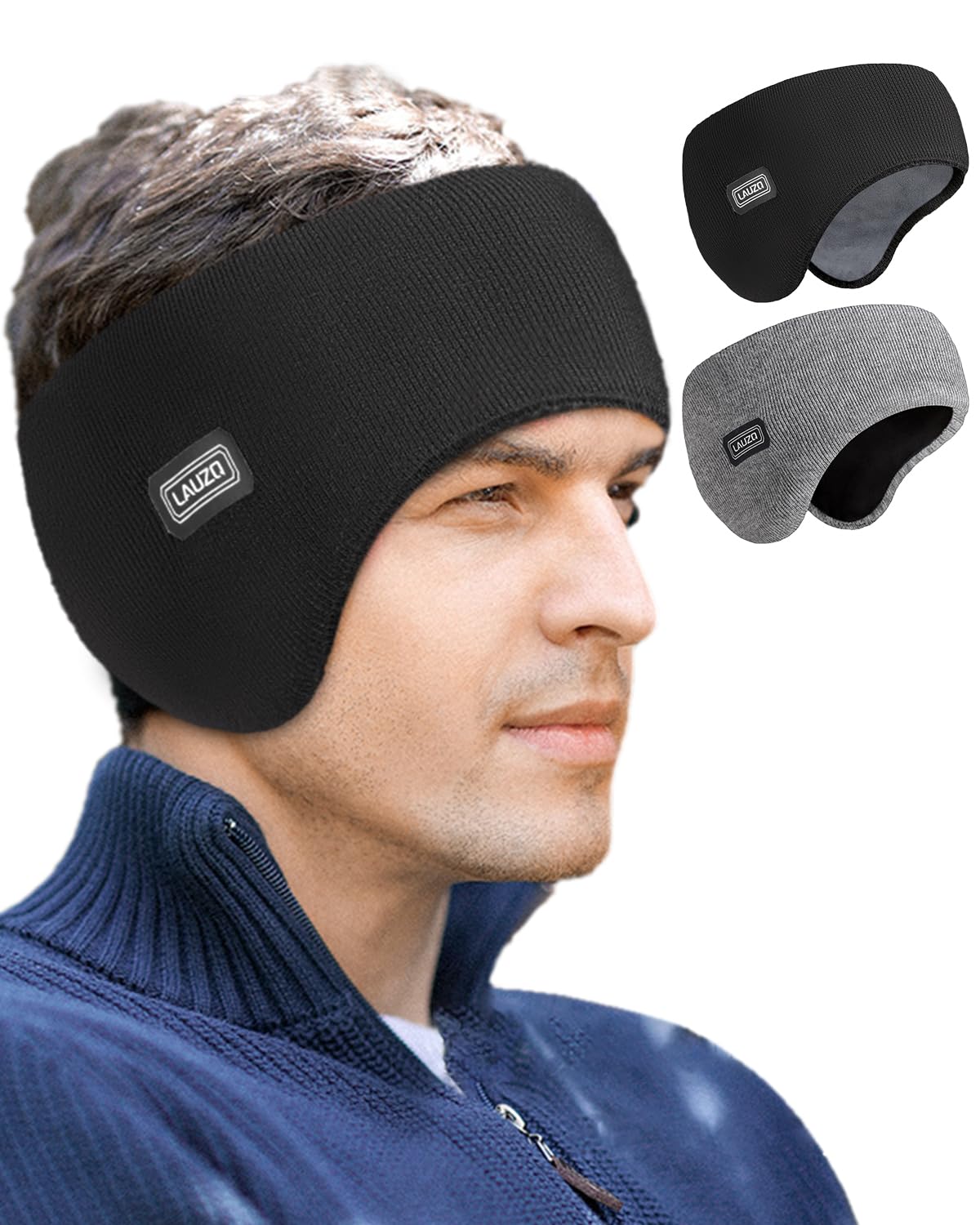 Double-Layer Ear Warmer Headband-Knit Fuzzy Lined Winter Ear Muff for Men Women Running Cycling Ear Covers