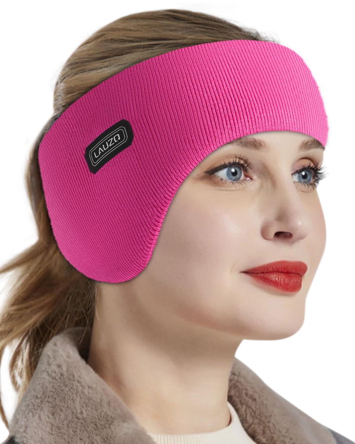 Double-Layer Ear Warmer Headband-Knit Fuzzy Lined Winter Ear Muff for Men Women Running Cycling Ear Covers