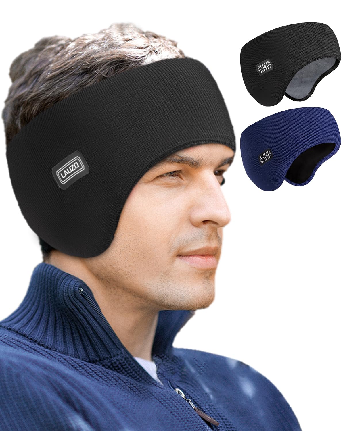 Double-Layer Ear Warmer Headband-Knit Fuzzy Lined Winter Ear Muff for Men Women Running Cycling Ear Covers