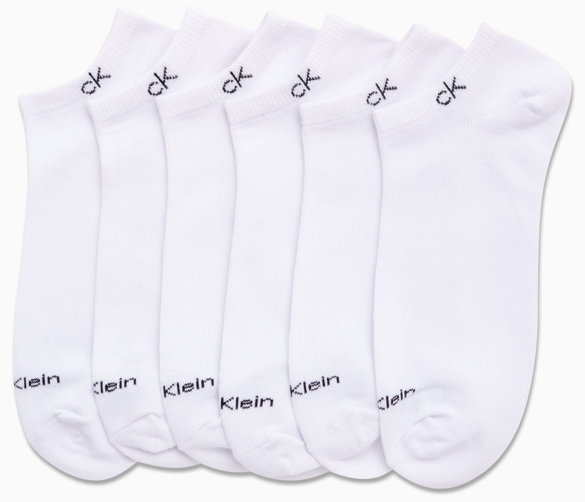 Calvin Klein Mens No Show Socks - 6 Pack Cotton Blend Soft Cushioned Athletic Low Cut Socks for Men